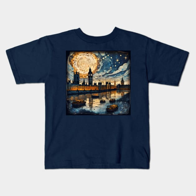 Starry Thames Kids T-Shirt by BrightC